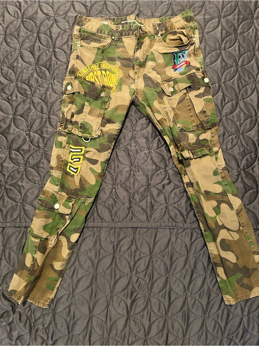 Camouflage Cargo Patch Pocket Pants - Green Camo